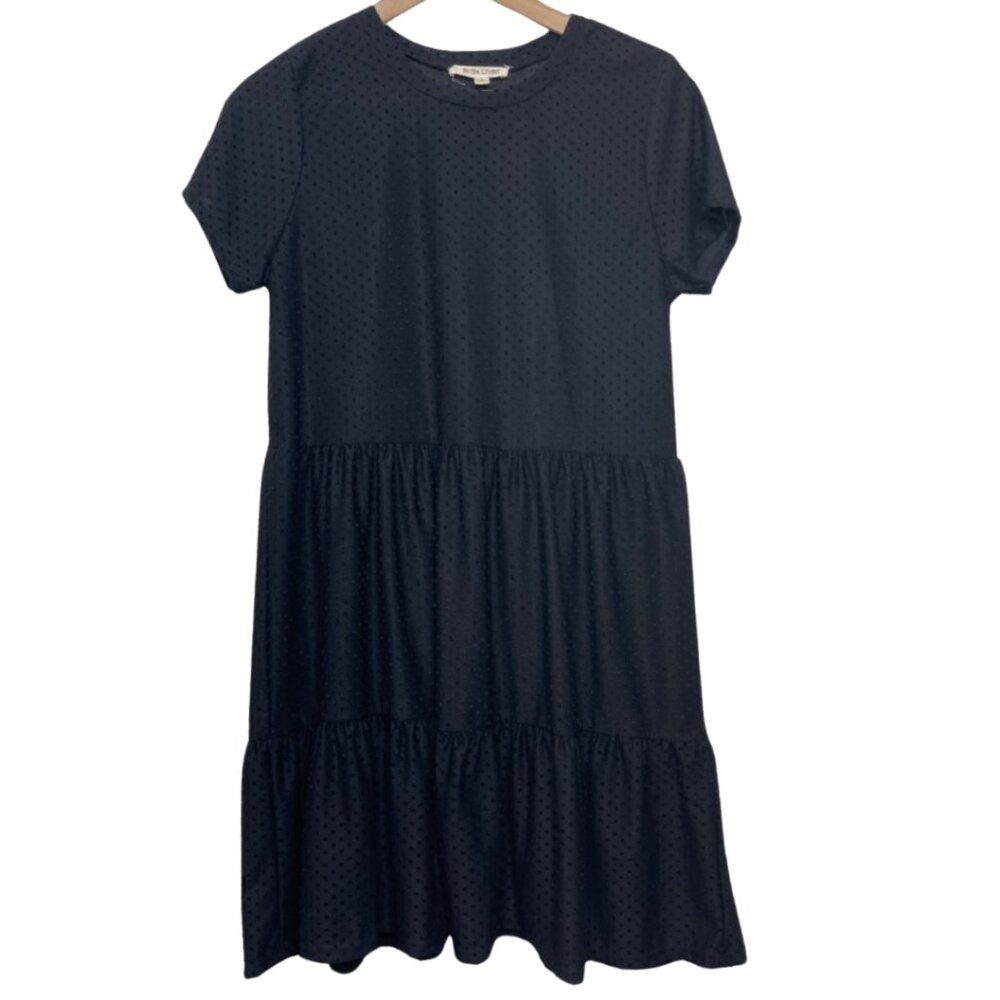 ROLLA COASTER | Women's Casual Black Swiss Dot Short Sleeve Dress | Size L